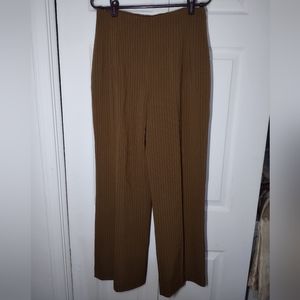 Pleated Strip High Waist Wide-Leg Trouser Pants  Brown Tan No Tag 29" Waist  29L